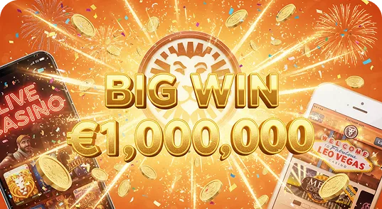 LeoVegas | Golden lion icon next to a package of free spins